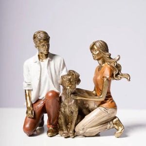 New Couple With Dog Figurine